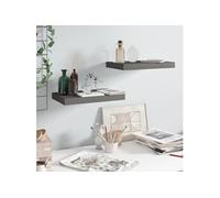 Etagère murale flottante 2 pcs Gris brillant 40x23x3,8 cm MDF