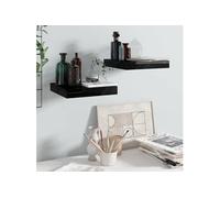 Etagère murale flottante 2 pcs Noir brillant 23x23,5x3,8 cm MDF