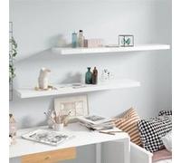 Étagère murale flottante 2pcs Blanc brillant 120x23,5x3,8cm MDF Blanc brillant G