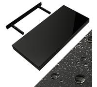 Etagère murale flottante 50cm max. 15kg noir brillant MDF robuste effet flottant support de fixation inclus étagère bois rangement