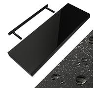 Casaria® Étagère Murale Flottante Noir Brillant 70 cm MDF Robuste Effet Flottant Support de Fixation Inclus étagère Bois