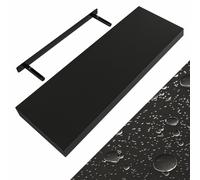 Casaria® Étagère Murale Flottante Noire 70 cm MDF Robuste Effet Flottant Support de Fixation Inclus étagère Bois
