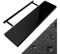 Casaria® Étagère Murale Flottante Noir Brillant 90 cm MDF Robuste Effet Flottant Support de Fixation Inclus étagère Bois