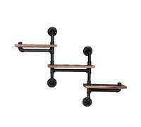 Étagère murale flottante à 3 niveaux en bois de style vintage avec support de tuyau d'eau en fer pour bar/salon/chambre à coucher, affichage décoratif créatif, cloison flottante, vin/fl