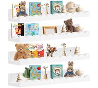Étagère murale flottante à 4 niveaux pour enfant, 42 cm, étagère murale festonnée pour chambre à coucher, salon