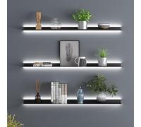 Étagère murale flottante à LED, en acier épais pour une stabilité et une capacité de charge améliorées, noir, 100 x 15 x 6 cm, solution de rangement moderne pour décoration d'intérieur