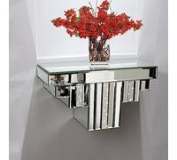 ST3000 Étagère murale flottante, effet miroir, argentée, diamant en cristal, pour décoration, vitrine, 36,3 x 14 x 18 cm (L x l x H)