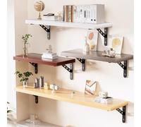 Étagère Murale Flottante avec Support Métallique, Étagère Suspendue, Étagère de Livres, Étagère À Plantes pour Salon, Chambre, Cuisine(Natural,40x30cm/16x12in)