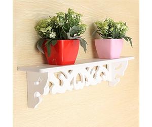 étagère murale flottante de style shabby chic blanc Bodhi2000 Support mural de présentation décorative Support de rangement, blanc, 35cm by 8cm