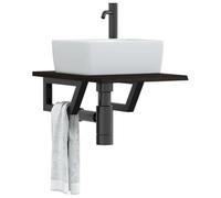 Étagère murale flottante en acier et bois de chêne massif pour salle de bain avec porte-serviettes, design moderne pour l'organisation et la décoration de la salle de bain