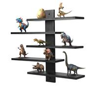 Étagère murale flottante en bois à 5 niveaux - Étagère flottante à suspendre - Panneau arrière à assembler - Étagère décorative pour objets de collection, figurines, verres à liqueur, mini décorations