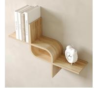 Étagère murale flottante en bois frêne - Design ondulé - 65cm - Rangement mural décoratif