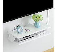 Étagère murale flottante en bois massif - Étagère TV multifonction pour décodeur, routeur, lecteur DVD et rangement à distance - Présentoir élégant pour salon et décoration d'intérieur