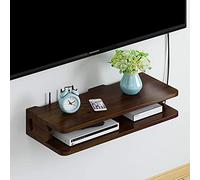 Étagère murale flottante en bois massif pour décodeur, routeur, lecteur DVD, support de rangement et présentoir multifonction pour télécommande et décoration d'intérieur