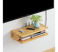 Étagère murale flottante en bois pour TV - Rangement multifonction pour décodeur, routeur, lecteur DVD et télécommande - Étagère en bois massif pour décoration d'intérieur