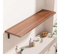 Étagère murale flottante en bois rustique avec supports pour cuisine, salle de bain, chambre à coucher, salon et bureau, étagères décoratives à suspendre 30 x 100 cm (lot de 1)