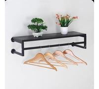 Étagère murale flottante en fer avec tringle de suspension - Porte-manteau élégant et solution de rangement pour décoration d'intérieur