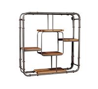 Étagère murale flottante en forme de tuyau Sh LOFT - Étagère murale carrée en bois et fer - Matériau en métal pour salon, chambre à coucher - Utilisation pour bibliothèque, étagère à vin, diamètre 61