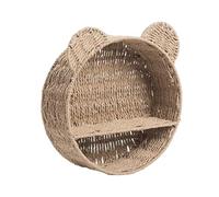 Étagère murale flottante en forme d'oreille d'ours en rotin tressé pour petite plante pour la maison et le bureau