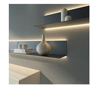 Étagère murale flottante en métal avec lumière LED intégrée - Design rustique moderne pour salle de bain, salon, bar, entrée - Noir - Solution de rangement polyvalente