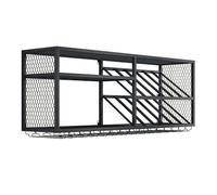 Étagère murale flottante en métal multifonction pour vin et verres - Noir - 150 x 45 cm