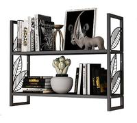 Étagère murale flottante Iron Art 2 couches Noir Décoration murale pour chambre à coucher et salon 80 cm