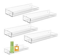 Étagère Murale Flottante - Lot de 4 Étagères Murales Transparentes | Rangement Invisible 38 cm avec Panneaux Latéraux Amovibles, Décoration Maison et Présentation de Livres pour Salon, Cuisine, Salle