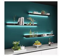 Étagère murale flottante moderne avec éclairage LED pour salon, bar, entrée, noir, 60 cm, étagère de rangement élégante avec éclairage