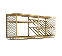 Étagère murale flottante multifonction en métal pour vin et verre Finition dorée 150 x 45 cm