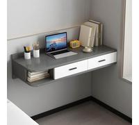 Étagère Murale Flottante Multifonctionnelle en Bois avec Tiroir, Vanité De Bureau Et Table Nuit 3 1 Peu Encombrante pour Chambre À Coucher, Salon, Conception Universelle Côté Gauche/Droite