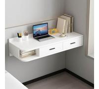 Étagère Murale Flottante Multifonctionnelle en Bois avec Tiroir, Vanité De Bureau Et Table Nuit 3 1 Peu Encombrante pour Chambre À Coucher, Salon, Conception Universelle Côté Gauche/Droite