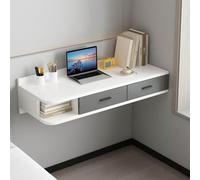 Étagère Murale Flottante Multifonctionnelle en Bois avec Tiroir, Vanité De Bureau Et Table Nuit 3 1 Peu Encombrante pour Chambre À Coucher, Salon, Conception Universelle Côté Gauche/Droite