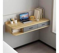 Étagère Murale Flottante Multifonctionnelle en Bois avec Tiroir, Vanité De Bureau Et Table Nuit 3 1 Peu Encombrante pour Chambre À Coucher, Salon, Conception Universelle Côté Gauche/Droite
