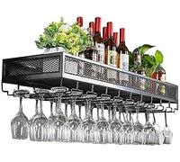 Étagère murale flottante pour comptoir de bar - Porte-bouteilles et verres - Noir - 120 x 35 cm