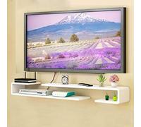 Étagère murale flottante pour meuble TV, console multimédia et bibliothèque pour chambre/salon, routeur et décodeur, blanc, 100105 cm