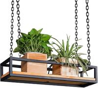 Étagère murale flottante pour plantes et verres à vin - Étagère de rangement multifonction à suspendre avec chaînes, étagère décorative 80 x 25 x 15 cm, parfaite pour la maison et le jardin