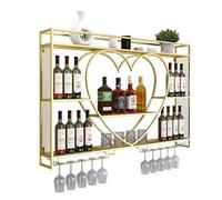Étagère murale flottante pour vin - Présentoir élégant avec supports de verre pour cuisine, salle à manger, salon ou bar
