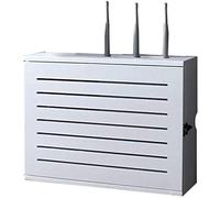 Étagère murale flottante sans fil pour routeur WiFi et prise de courant (diamètre intérieur 40 cm) Blanc