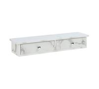 [en.casa] Étagère Murale Stylée avec 2 Tiroirs Meuble de Rangement Design pour Entrée Salon Chambre Bureau Panneau de Particules MDF 10 x 60 x 15 cm Effet Marbre Blanc