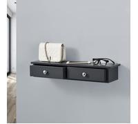 [en.casa] Étagère Murale Stylée avec 2 Tiroirs Meuble de Rangement Design pour Entrée Salon Chambre Bureau Panneau de Particules MDF 10 x 60 x 15 cm Gris Foncé