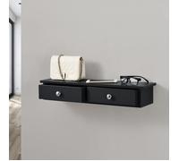 [en.casa] Étagère Murale Stylée avec 2 Tiroirs Meuble de Rangement Design pour Entrée Salon Chambre Bureau Panneau de Particules MDF 10 x 60 x 15 cm Noir