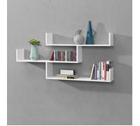 [en.casa] Étagère Murale Stylée Meuble Mural Design à 3 Surfaces de Rangement Capacité de Charge 14 kg Panneau de Particules Mélaminé 119 x 18 x 55 cm Blanc