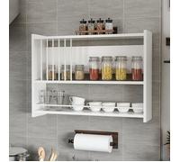 [en.casa] Étagère Murale pour Cuisine Meuble de Rangement Design à 3 Niveaux Capacité de Charge 15 kg Panneau de Particules 60 x 84 x 20 cm Blanc