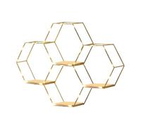 Étagère murale hexagonale avec lumières - Étagère décorative géométrique en nid d'abeille, organisateur de rangement flottant moderne, design décoratif, montage mural élégant | Mur pour salon et salle