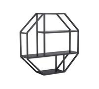 - Etagère murale hexagonale en MDF et métal - Noir - Sireine