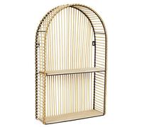 Etagere Murale - Home Deco Factory - Java - Compartimentée - Rotin - Noir Et Beige - H61 X L37 X P12 Cm