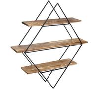 Étagère Murale Hwc-A80, Design Industriel, Bois Véritable, 60x66x12cm Marron Multicolore