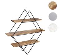 Étagère murale HWC-A80, design industriel, bois véritable, 60x66x12cm ~ marron