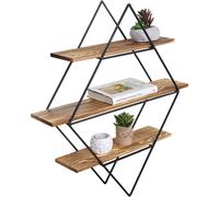 Étagère Murale Hwc-A80, Design Industriel, Bois Véritable, 60x66x12cm Marron Multicolore
