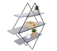 Etagère murale HWC-A80, étagère suspendue, design industriel bois véritable 60x55x12cm ~ gris-bleu
